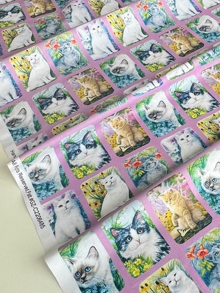 КОТОПОРТРЕТЫ, 25/110 см . 3 ряда (В ОДНОМ РЯДУ 18 КАРТИНОК), 100% хлопок Handmade Fabrics 4