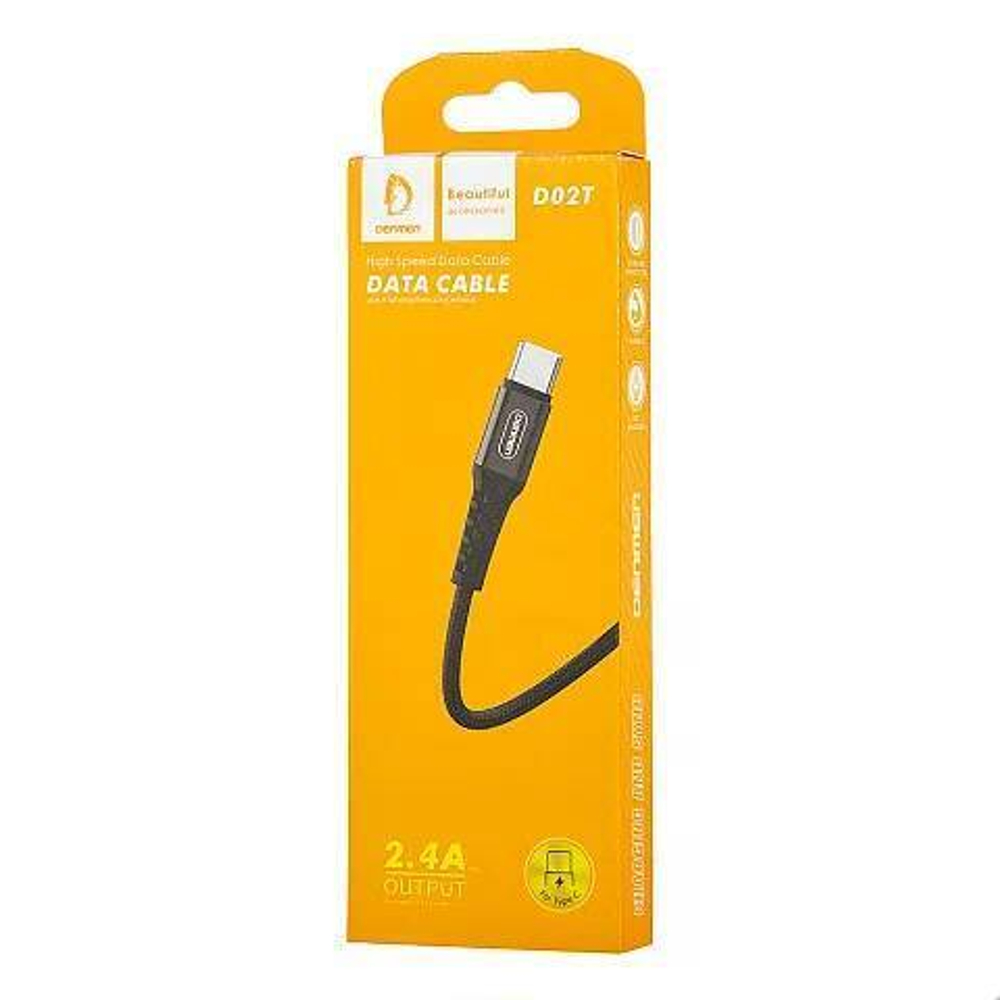 Кабель DENMEN D02T USB-Type-C 2.4A 1м Nylon Black