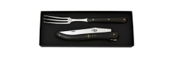 Carving set, Prestige Model (fork + knife), 21 cm, 2 s/s bolsters, shiny finish, Ebony handle