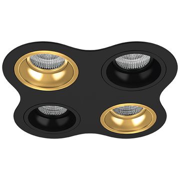 Комплект из светильников и рамки 4*GU5.3 D64703070307 чёрный/золото Domino Lightstar