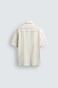 ZARА РУБАШКА REGULAR FIT ИЗ РЕЛЬЕФНОЙ ТКАНИ, ЭКРЮ