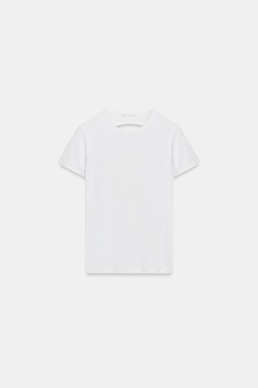 ZARA ФУТБОЛКА С ВЫРЕЗОМ НА СПИНЕ, БЕЛЫЙ