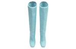 Bottega Veneta Canalazzo Leather Woven Knee High Boots 10cm Women"s Light Blue