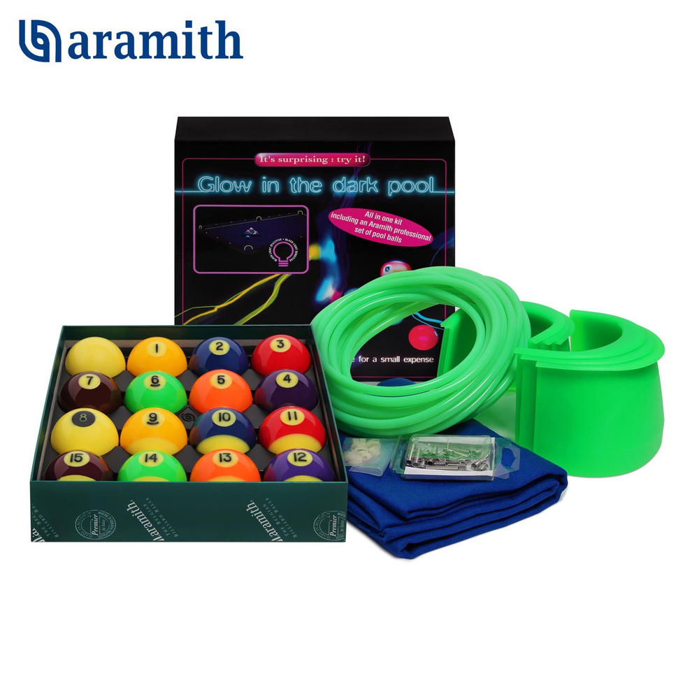 Шары для американского пула 57,2 мм "Aramith Glow in the Dark Home Kit Pool"