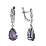 Серьги с фианитом из серебра 925 пробы JA-S-511636-2