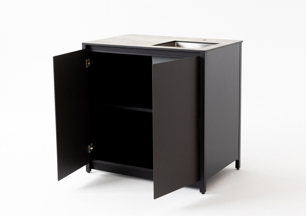 Шкаф напольный с мойкой Lounge D-04S-R, 90 см, черный/серый каспий