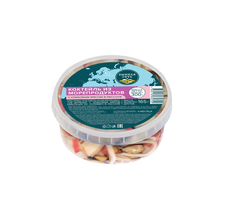 Коктейль из морепродуктов с Крабовым мясом в рассоле 300г Балтийский берег