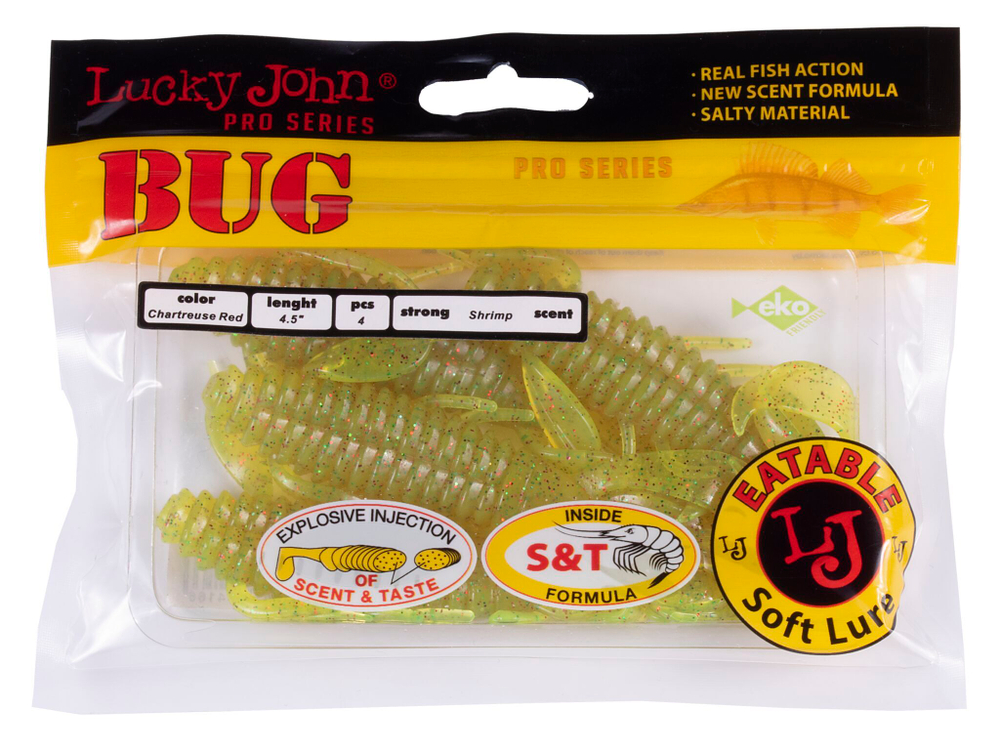 Твистеры съедобные LJ Pro Series BUG 4.5in (11,43 см), цв. S15, 4 шт.