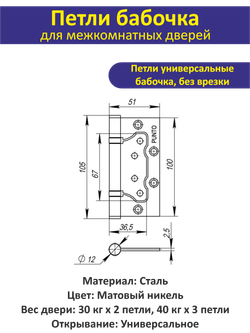 Дверная ручка с магнитной защелкой фиксатором и петлями