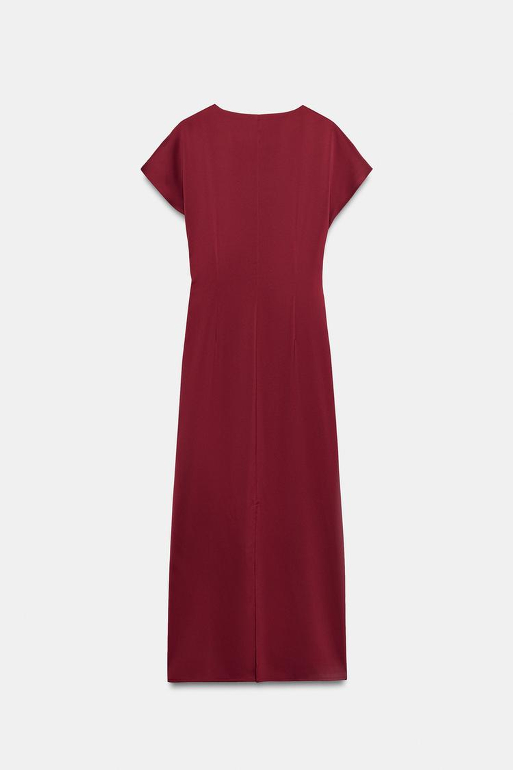 ZARA ПЛАТЬЕ МИДИ СО СБОРКАМИ, БОРДОВЫЙ