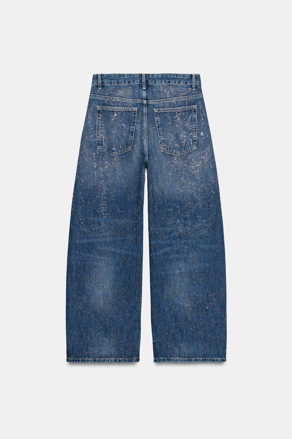 ДЖИНСЫ TR BAGGY СО СРЕДНЕЙ ПОСАДКОЙ И СТРАЗАМИ — ZARA