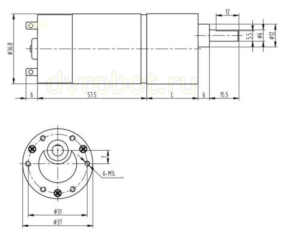 Мотор-редуктор JGB37-550/6V/80