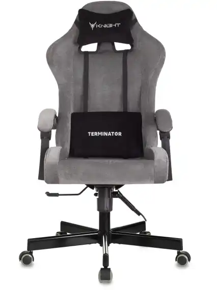 Кресло игровое Knight Terminator серый Light-19 с подголов. крестов. металл