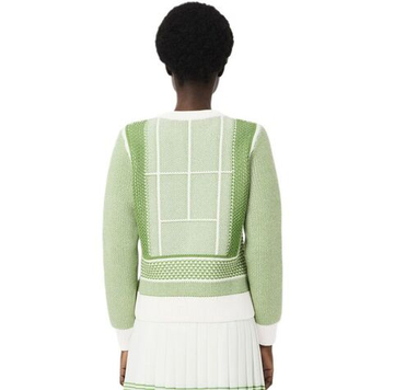 Женская Кофта теннисная Lacoste Tennis Court Graphic Jacquard - flour/billiard green