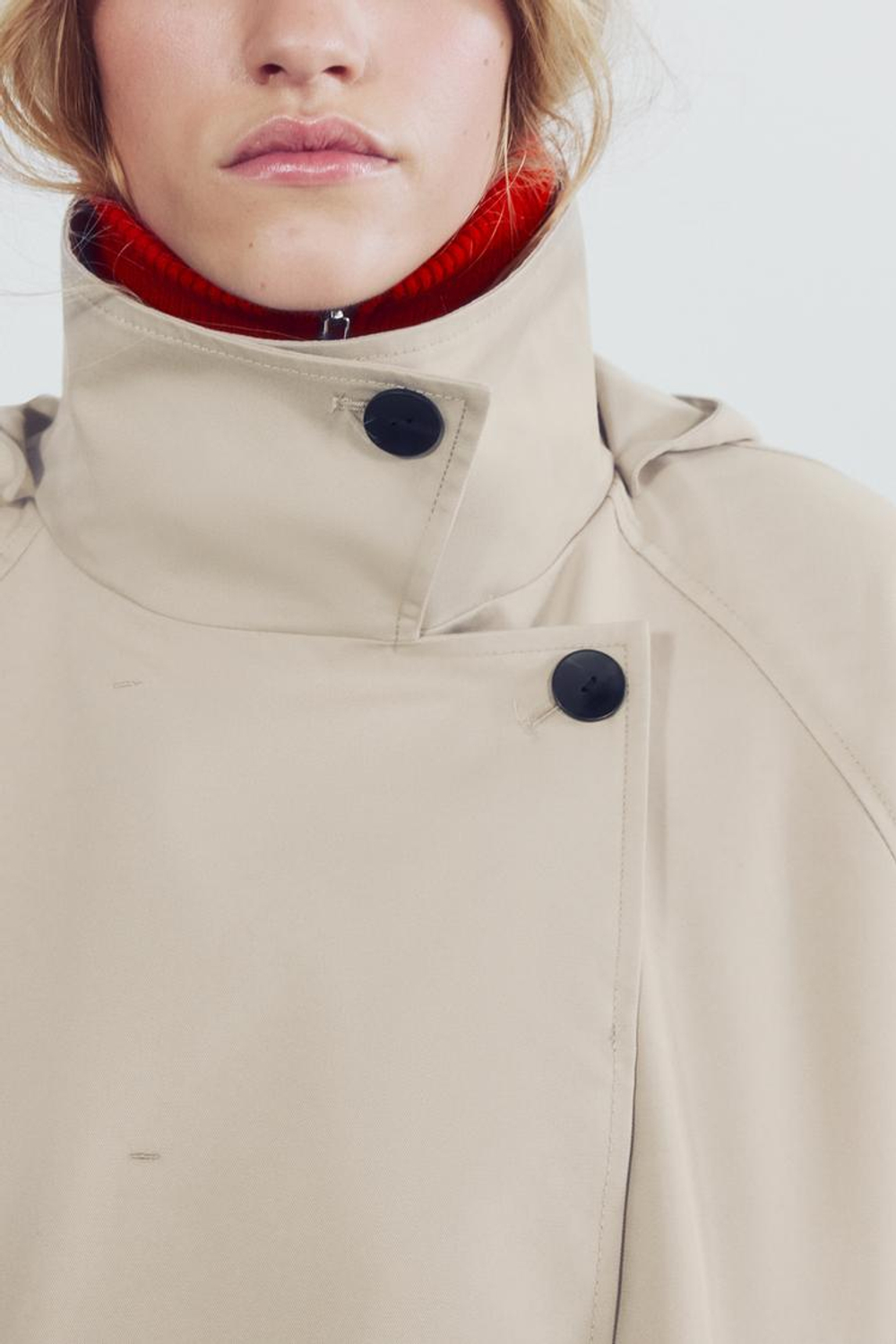 ZARA КОРОТКАЯ ПАРКА WATER REPELLENT — ZW COLLECTION, КАМЕННО-СЕРЫЙ