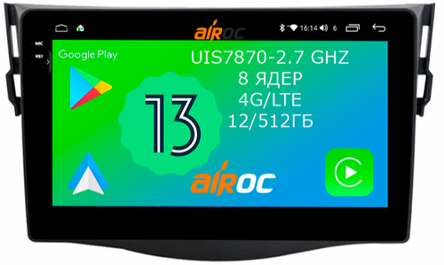 Магнитола для Toyota RAV4 30 2005-2012, Vanguard - Airoc 2K AU-1140 Android 13, Быстрейшая, SIM-слот