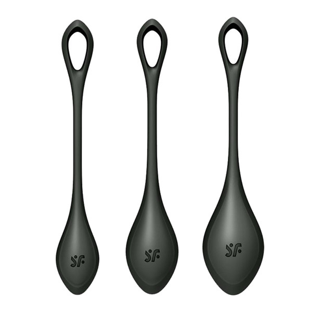Набор из 3 черных вагинальных шариков Satisfyer Yoni Power 2