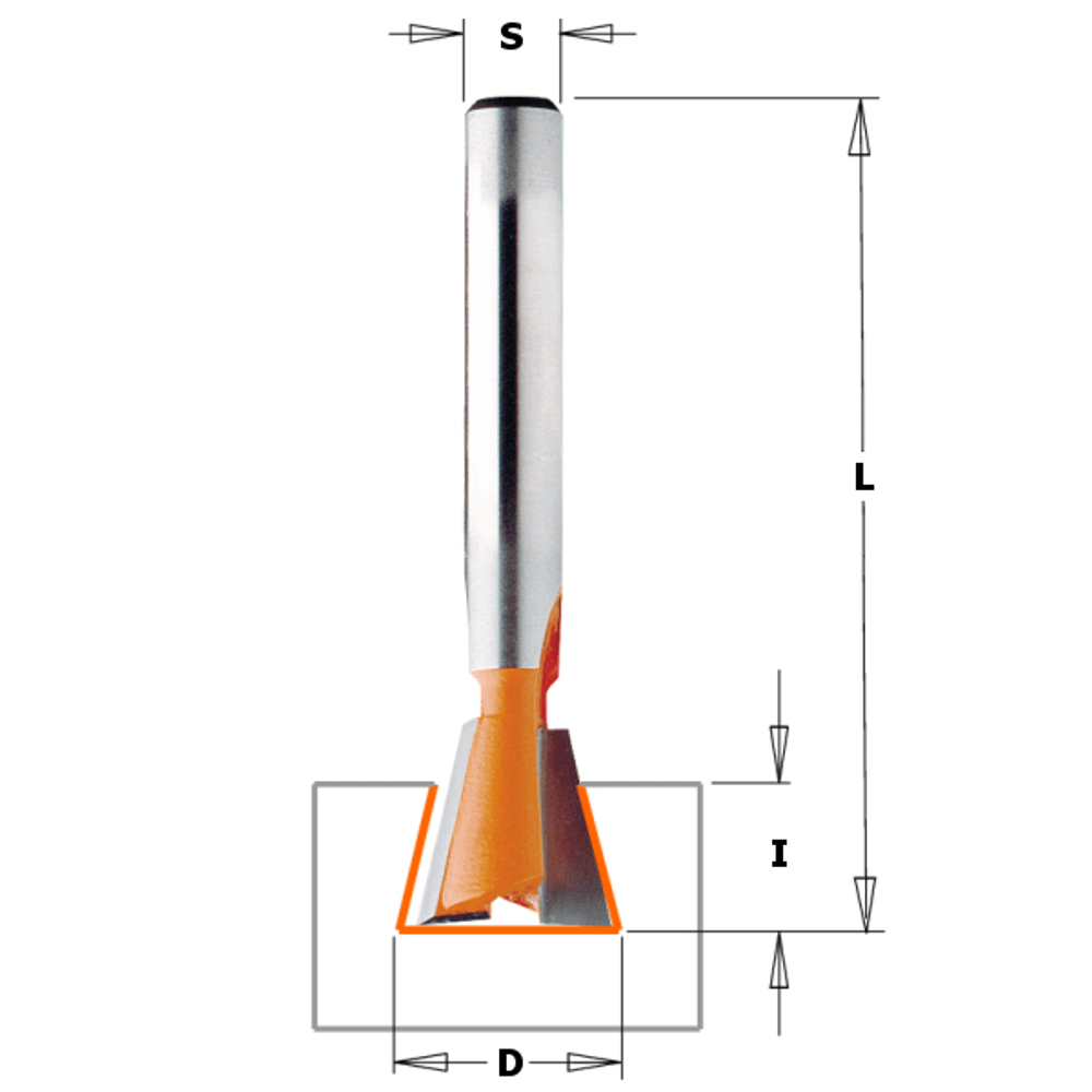 Фреза ласточкин хвост 7,5гр. монолитная D=6x8 S=6 CMT 718.060.11