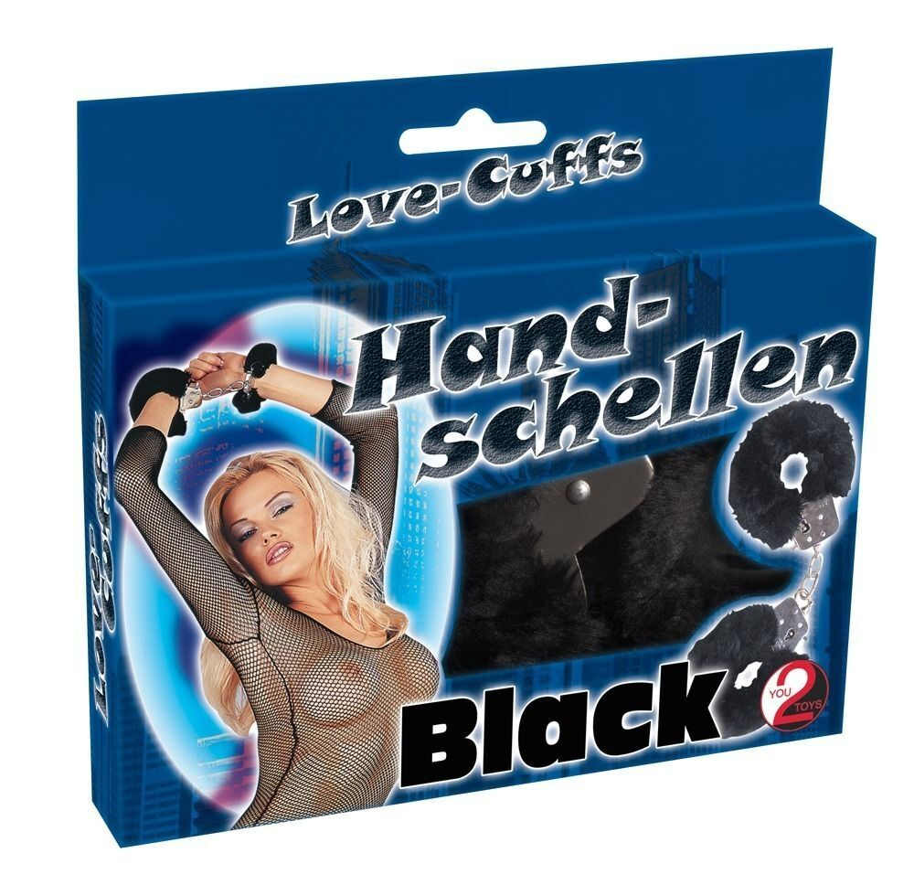 Черные меховые наручники Love Cuffs Black (Цвет: черный)