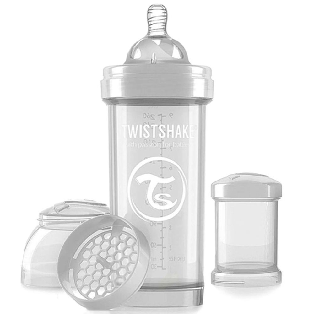 Детская антиколиковая бутылочка Twistshake Пастельный серый (L) 4м+ 330мл