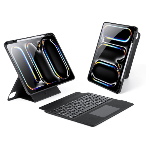 Чехол подставка с клавиатурой (RUS) от Dux Ducis для планшета iPad Pro 13 (2024-), серия DK Series Keyboard, русская клавиатура с подсветкой