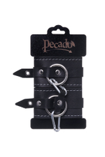 Наручники двухслойные с белой строчкой Pecado черные