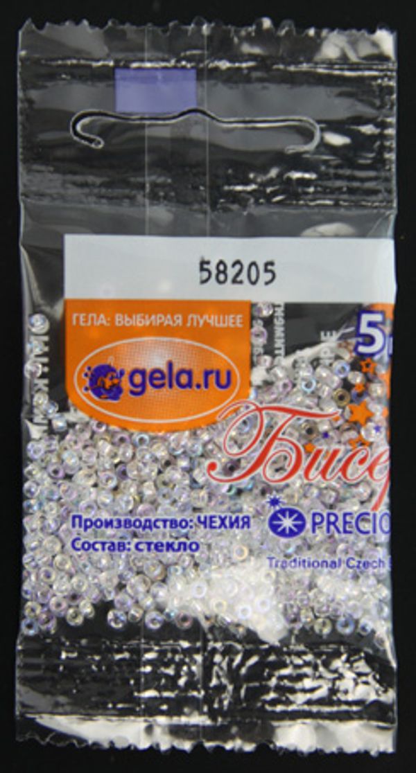 Бисер Preciosa 10/0, 50 г (10 шт по 5 г), цв.58205 хрустальный радужн.