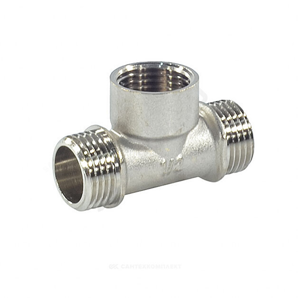Тройник латунь никель Ду 15 (1/2") НР/ВР/НР SantechSystems