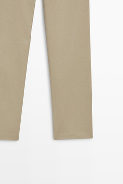 Massimo Dutti Брюки из эластичной хлопковой смеси, бежевый