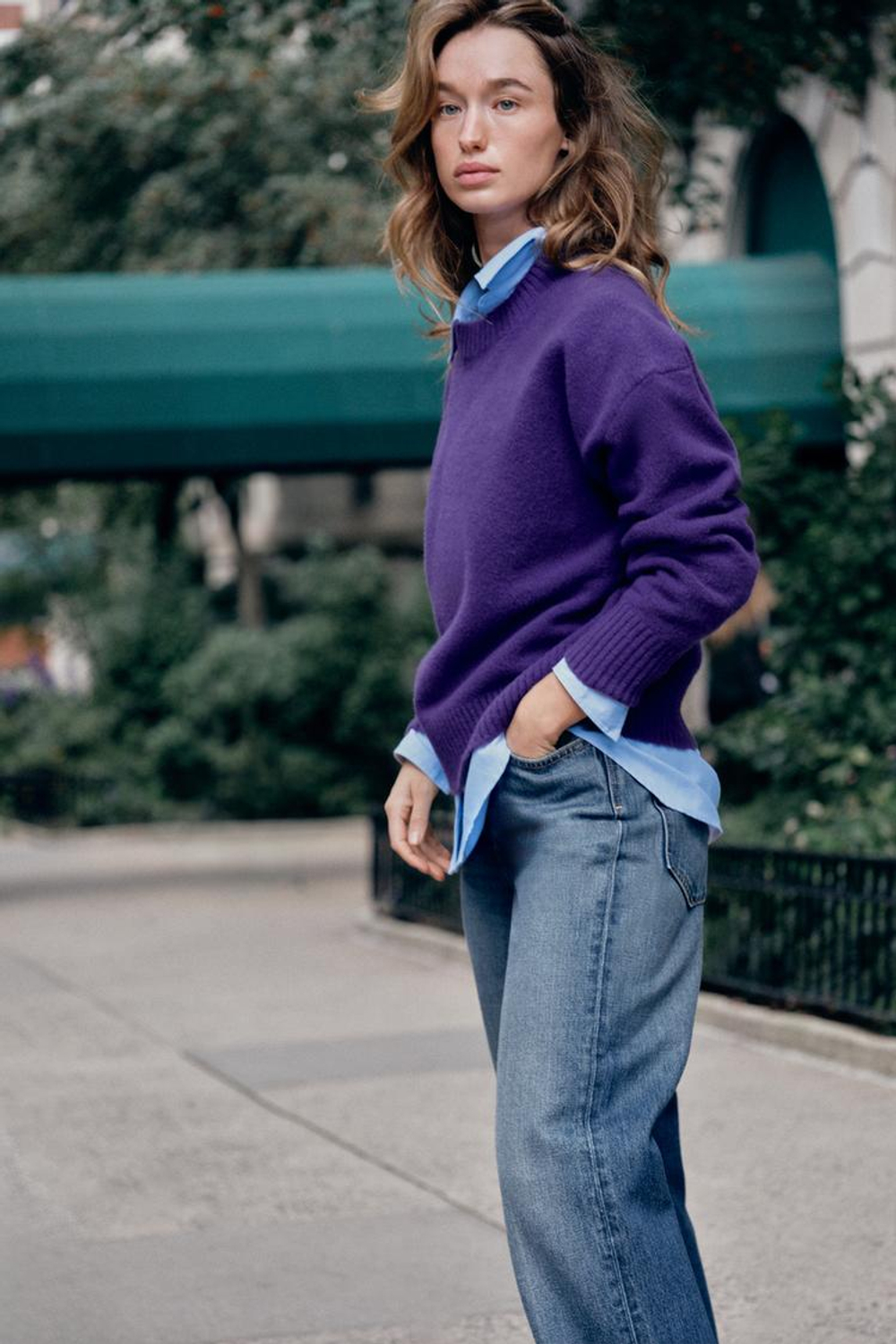 ZARA МЯГКИЙ ТРИКОТАЖНЫЙ СВИТЕР, ЛИЛОВЫЙ