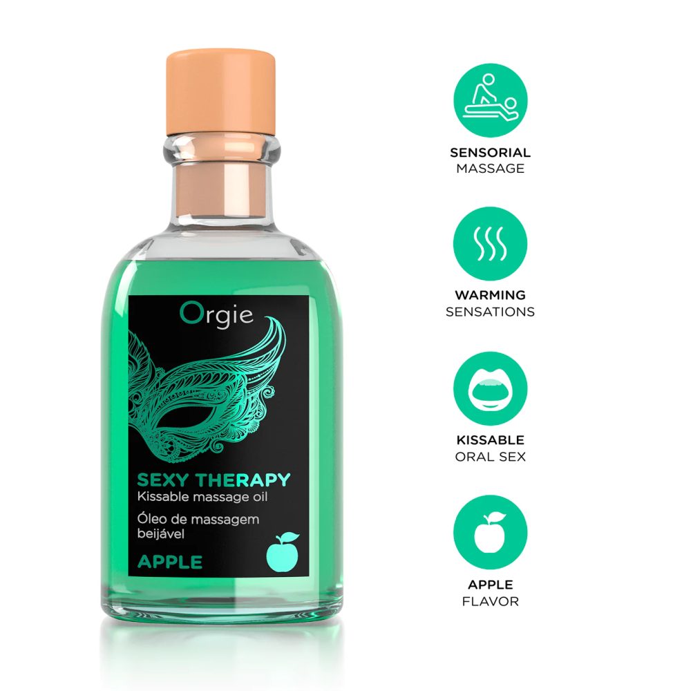 Набор для массажа с съедобным разогревающим маслом и перышком "Sexy Therapy Apple", Orgie (100 мл)