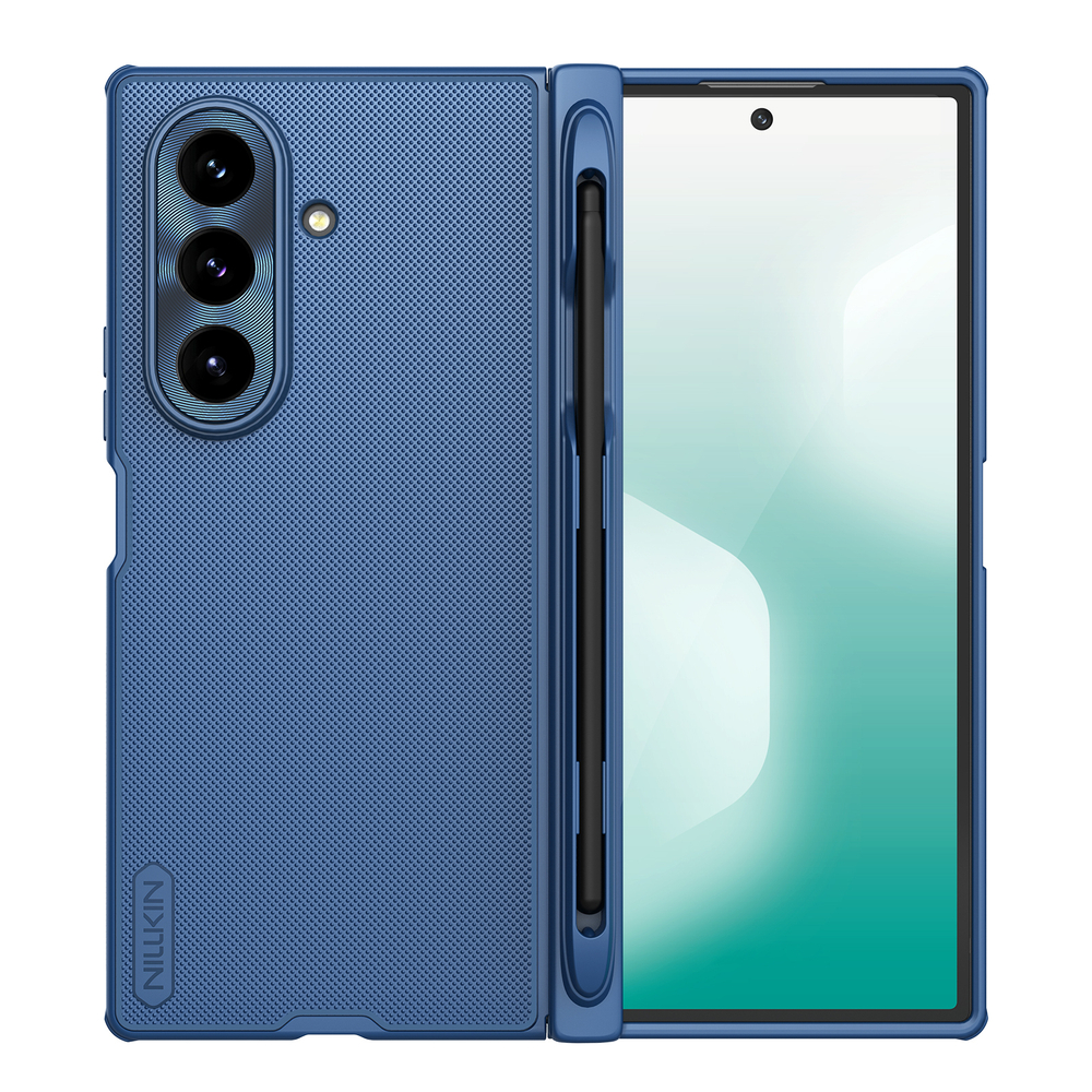 Чехол синего цвета с MagSafe и держателем для S Pen от Nillkin для Samsung Galaxy Z Fold 7, серия Super Frosted Shield Fold Magnetic