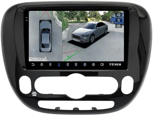 Магнитола для KIA Soul 2 2014-2019 PS (климат на штатном экране) - Teyes CC3-2K-360 на Android 10, Быстрая, 2K QLED, CarPlay, 4G SIM-слот, 4 камеры в комплекте