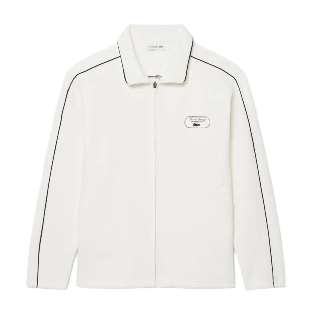 Мужская теннисная кофта Lacoste Tennis Heritage Zipped Badge Accent - white/navy blue