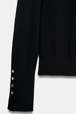 ZARA БАЗОВЫЙ СВИТЕР С ВЫСОКИМ ВОРОТНИКОМ, ЧЕРНЫЙ