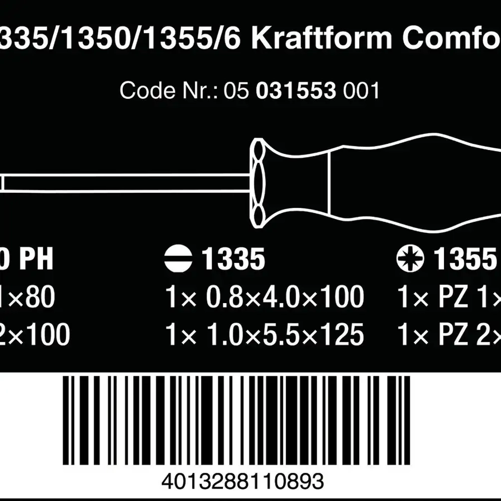 Набор отверток Kraftform Comfort 1335/1350/1355/6 WERA 05031553001