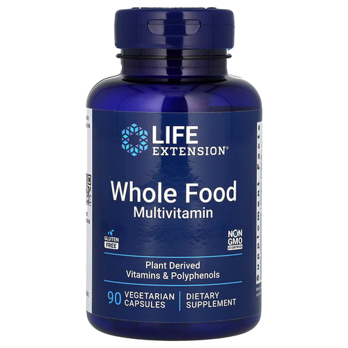 Life Extension, мультивитамины из цельных продуктов, 90 вегетарианских капсул