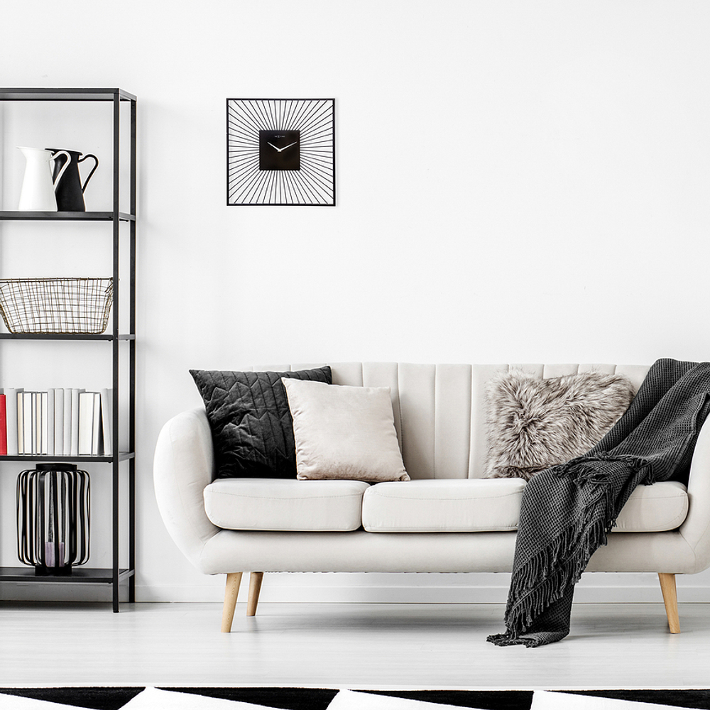 Настенные часы NeXtime Vasco Square, металл, 45 см, чёрные