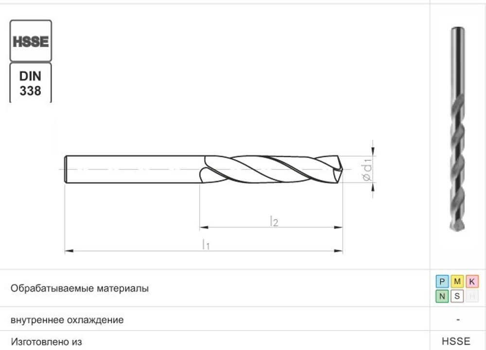Сверло DIN-338 7,90 HSSCo5 INOX w2-101811-0790