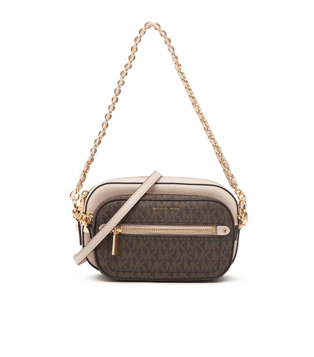 кожаная сумка через плечо 2в1 jet set logo Michael Kors - коричневый(32R3GJ6C4L)
