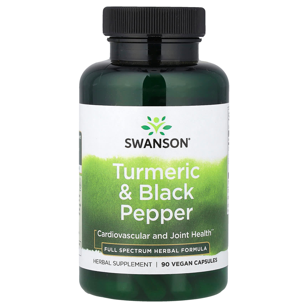 Swanson Vitamins, куркума и черный перец, 90 веганских капсул