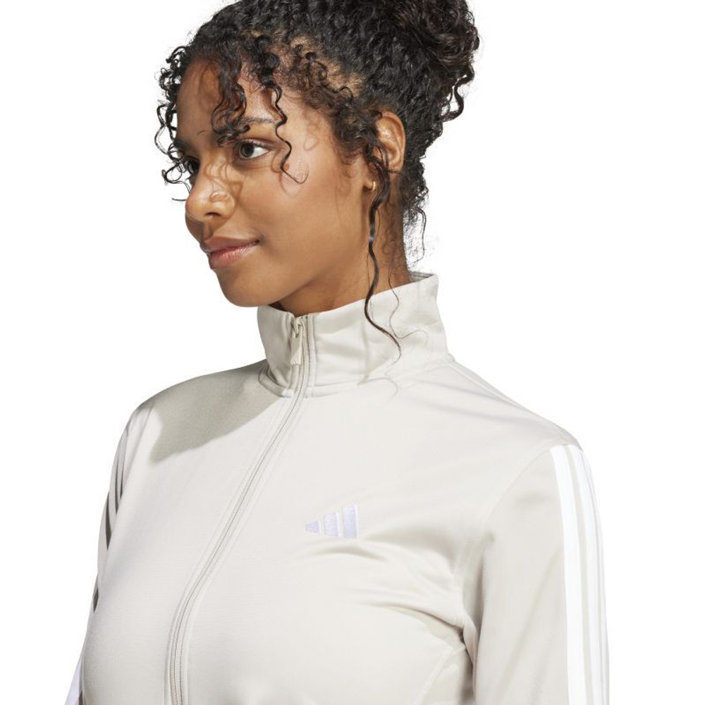 Женская Кофта теннисная Adidas Tricot 3-Stripes Track - бежевый/белый