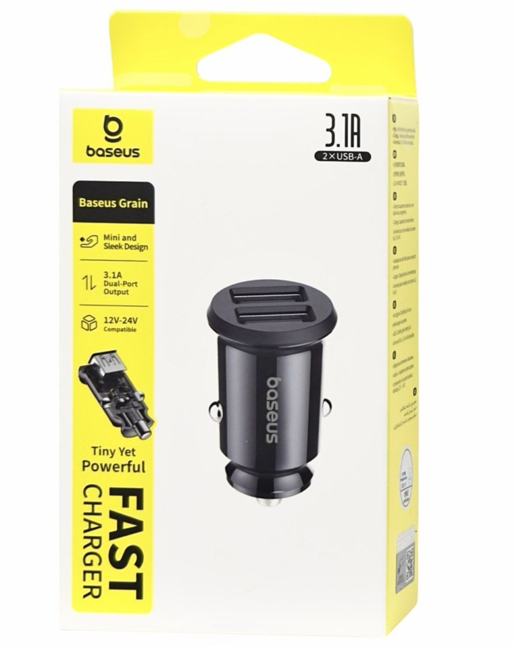 Автомобильное заряд. устр. Baseus Grain 2USB 3.1A (CCALL-ML01) черное