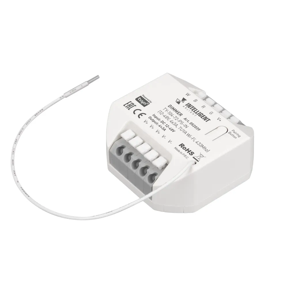 INTELLIGENT ARLIGHT Диммер TY-104-72-PS-IN (12-48V, 4x3A, TUYA Wi-Fi, 433Mhz) (IARL, IP20 Пластик, 3 года) INTELLIGENT ARLIGHT Диммер TY-104-72-PS-IN (12-48V, 4x3A, TUYA Wi-Fi, 433Mhz) (IARL, IP20 Пластик, 3 года)