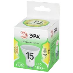 Лампа светодиодная ЭРА GREEN LINE LED MR16-15W-830-GU10 GL 15Вт софит теплый свет GU10 | Лампы cветодиодные Точечные (Софиты) (MR, PAR)