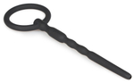 Черный уретральный плаг Silicone Penis Plug With Pull Ring - 13,5 см. (Цвет: черный)