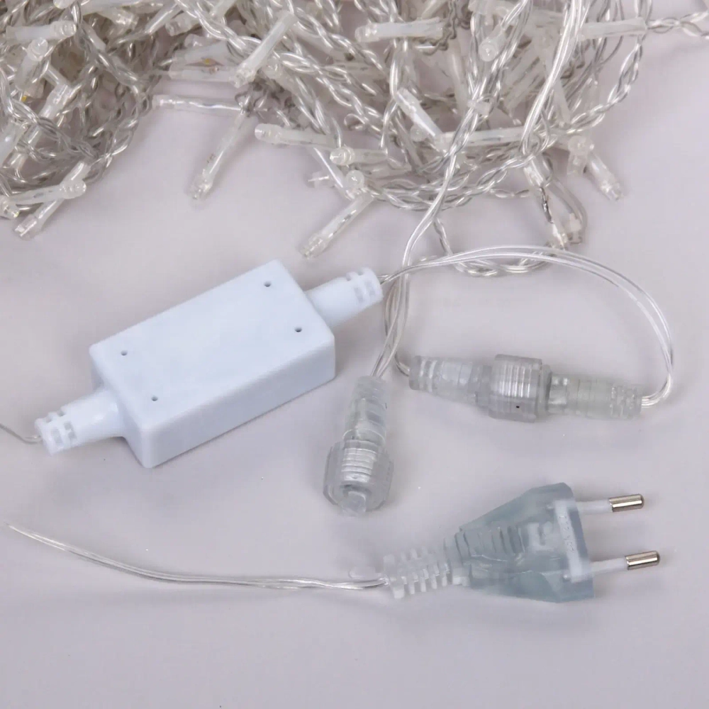 Гирлянда для улицы ЗАНАВЕС «Мерцание» ш2* в1,5 м 320 ламп LED, прозрач.пров,1 реж.,IP-54, Белый/Теплый белый мерцает (возможность соединения)