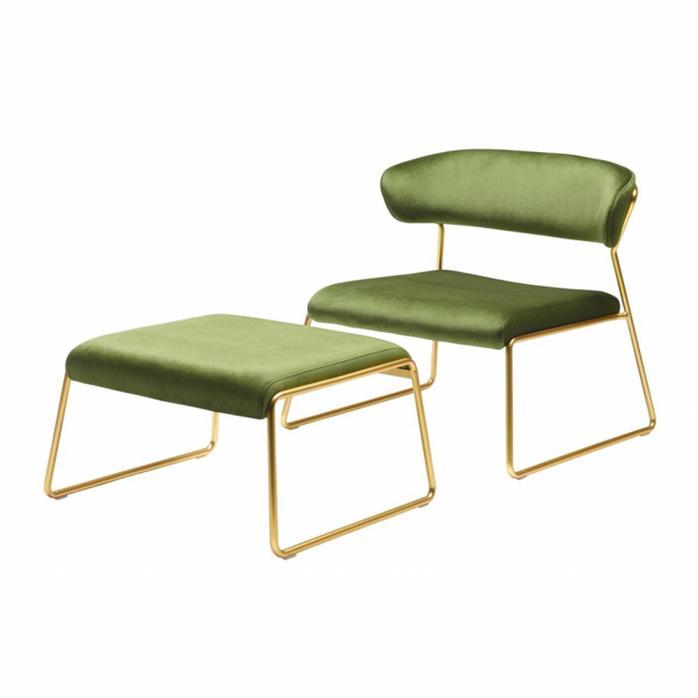Пуф с обивкой Scab Design Lisa Lounge Pouf, сатинированная латунь, зеленый