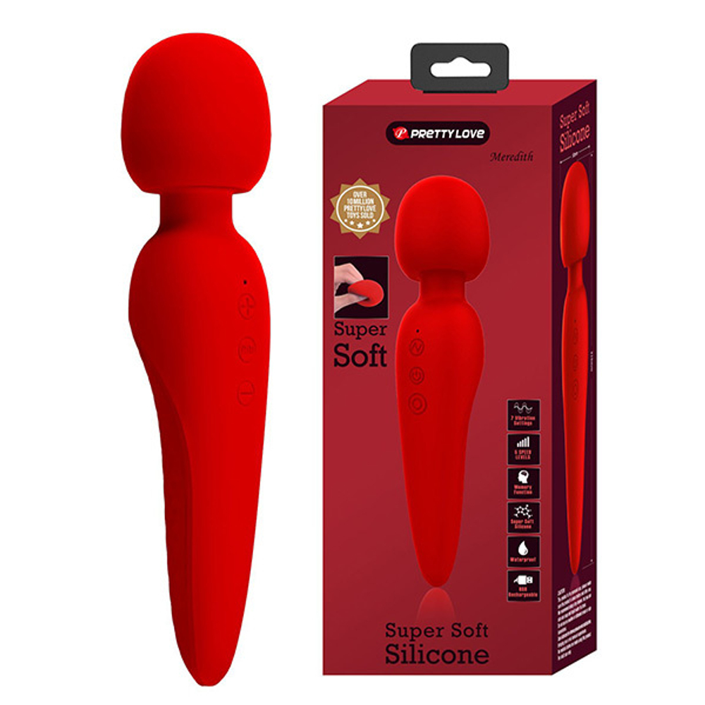 Красный wand-вибратор 21,5см Pretty Love Meredith BI-014668-2