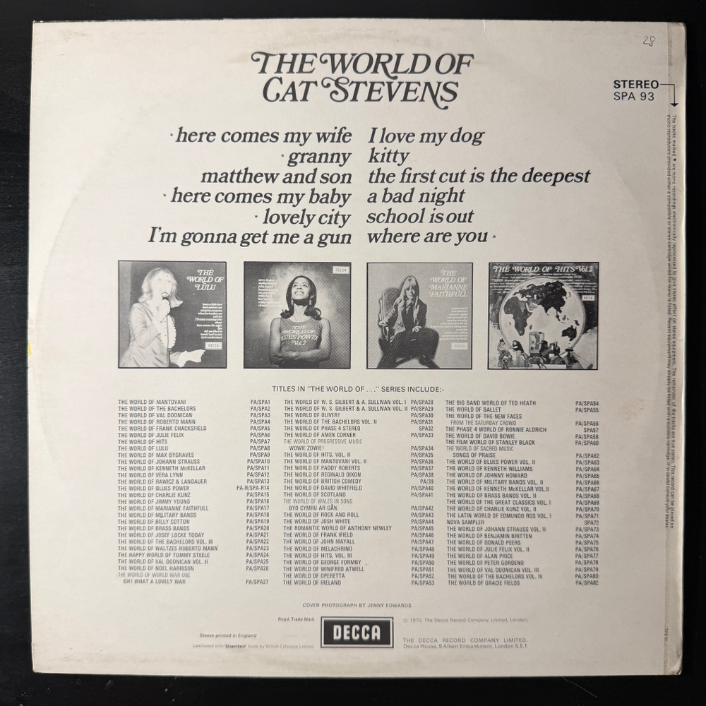 Cat Stevens ‎– The World Of Cat Stevens (Англия 1970г.)